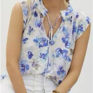 Anthropologie Exclusive Blue and White Floral Blouse